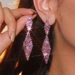 Sweet pink full diamond dangle earrings party earrings