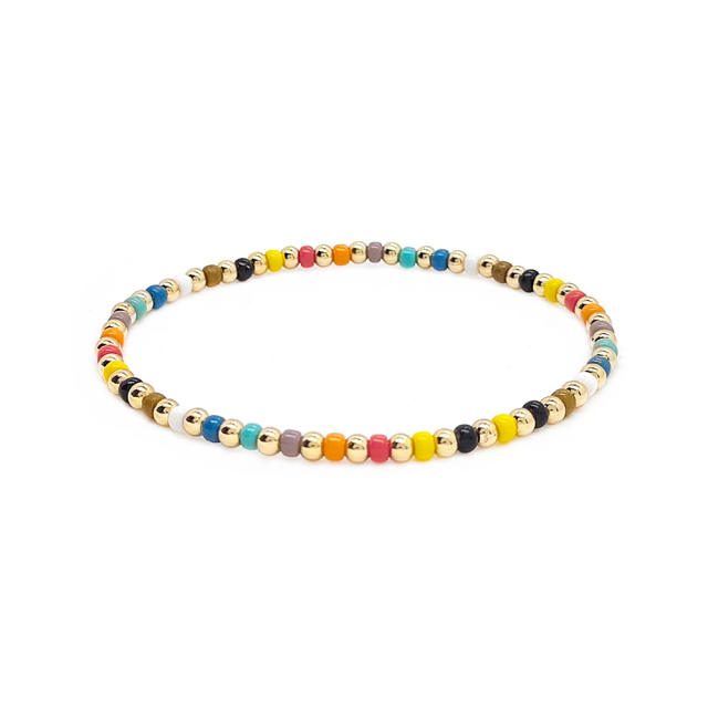 Boho colorful seed bead evil eye bacelet set