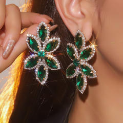 Luxury colorful glass crystal statement big earrings