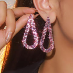 Sweet pink full diamond dangle earrings party earrings