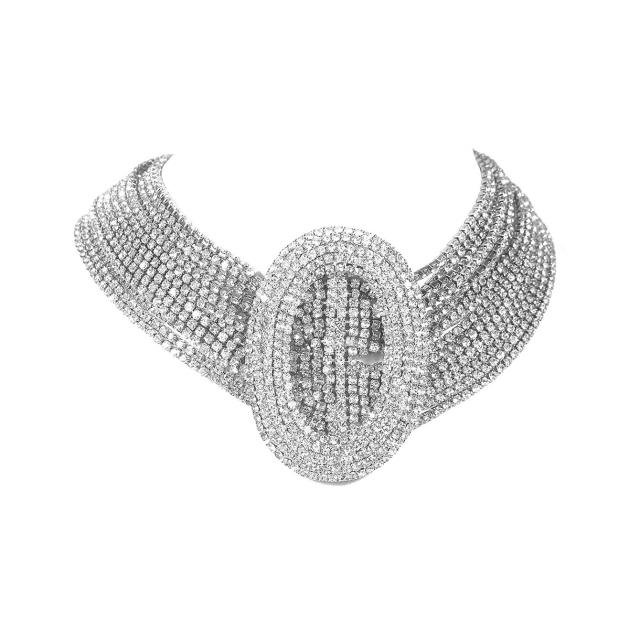 Luxury full diamond wedding party choker necklace