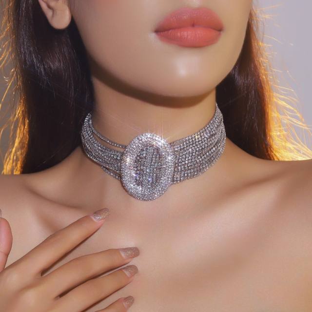 Luxury full diamond wedding party choker necklace