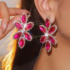 Luxury colorful glass crystal statement big earrings