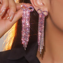 Sweet pink full diamond dangle earrings party earrings