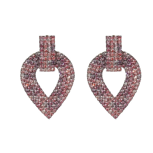 Sweet pink full diamond dangle earrings party earrings