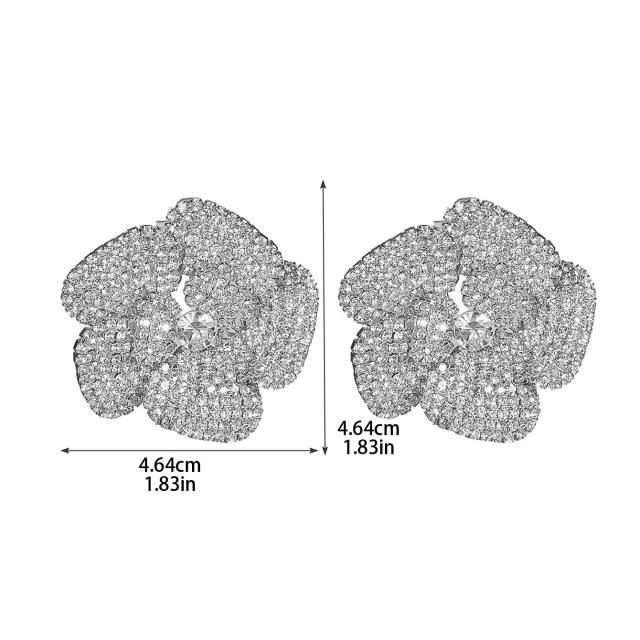 Hot sale full diamond big flower women earrings party earrings