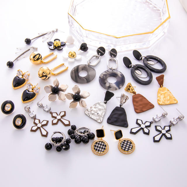 925 needle winter autumn design copper flower ball bead earrings collection