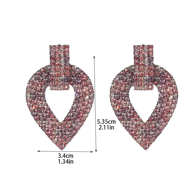 Sweet pink full diamond dangle earrings party earrings