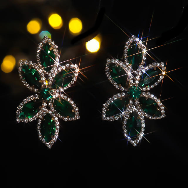 Luxury colorful glass crystal statement big earrings