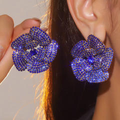 Hot sale full diamond big flower women earrings party earrings