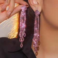 Sweet pink full diamond dangle earrings party earrings