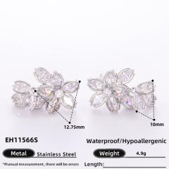925 needle elegant diamond flower star gold plated copper earrings collection