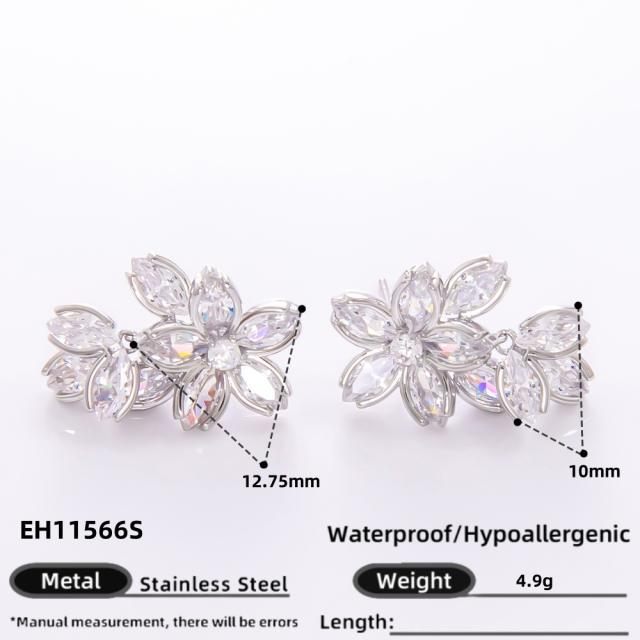 925 needle elegant diamond flower star gold plated copper earrings collection