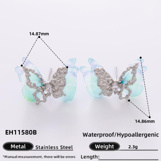 925 needle crystal flower butterfly gold plated copper earrings collection