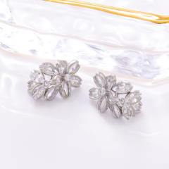 925 needle elegant diamond flower star gold plated copper earrings collection