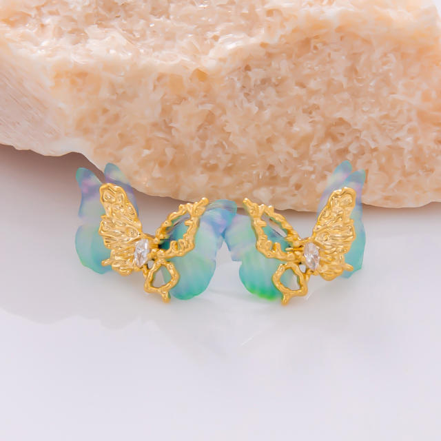 925 needle crystal flower butterfly gold plated copper earrings collection