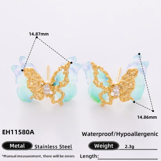 925 needle crystal flower butterfly gold plated copper earrings collection