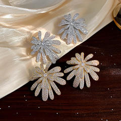 925 needle full diamond luxury firework big earrings