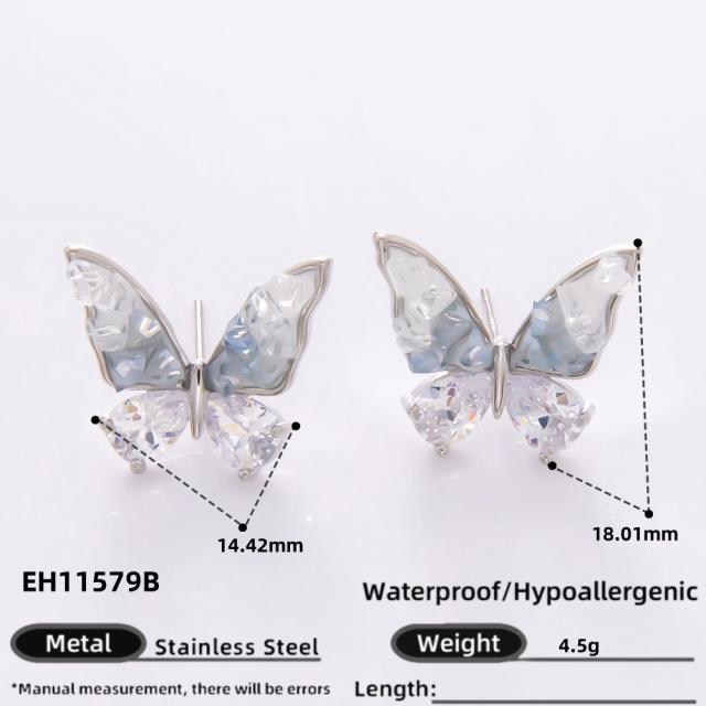 925 needle crystal flower butterfly gold plated copper earrings collection