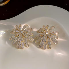 925 needle full diamond luxury firework big earrings