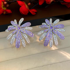 925 needle full diamond luxury firework big earrings