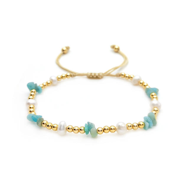 Boho daisy flower 18KG copper bead beach bracelet set