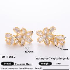 925 needle elegant diamond flower star gold plated copper earrings collection