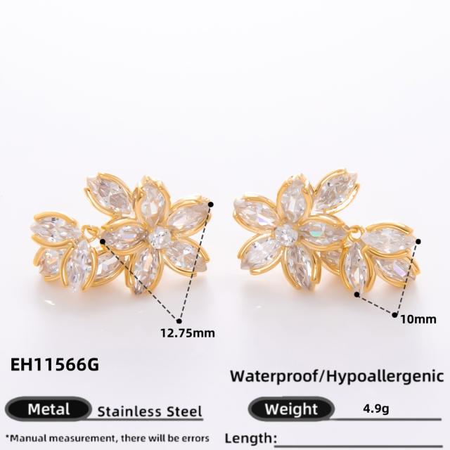 925 needle elegant diamond flower star gold plated copper earrings collection