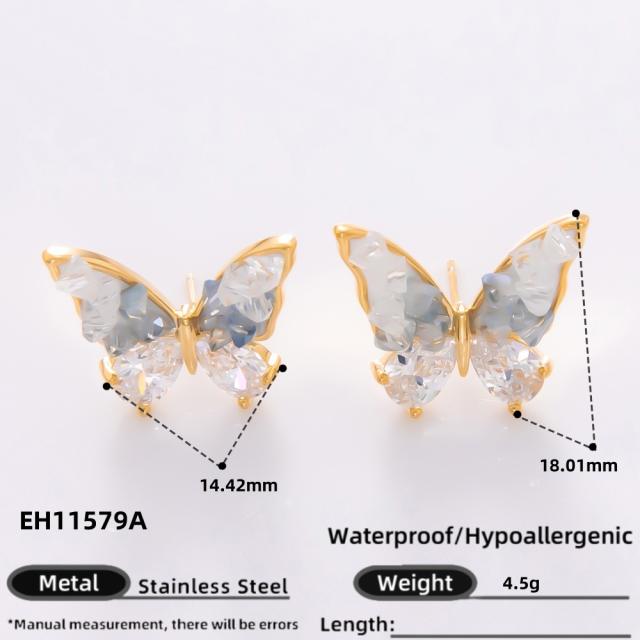 925 needle crystal flower butterfly gold plated copper earrings collection
