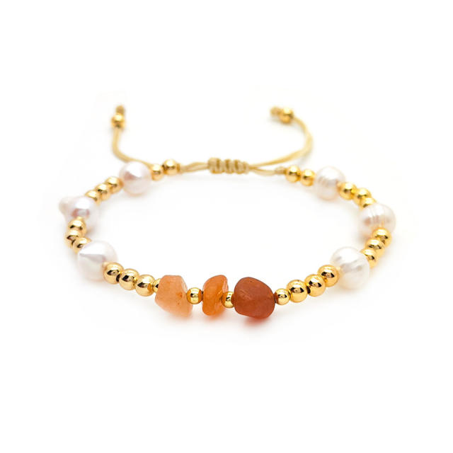 Boho daisy flower 18KG copper bead beach bracelet set