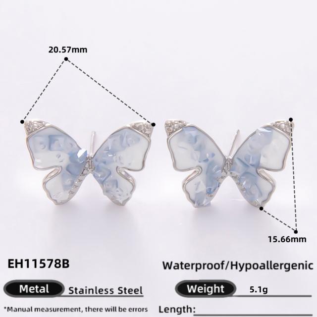 925 needle crystal flower butterfly gold plated copper earrings collection
