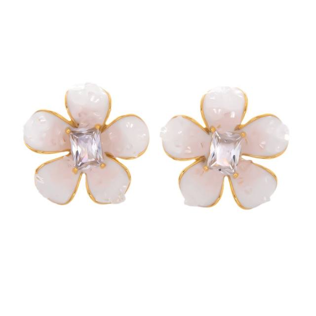 925 needle crystal flower butterfly gold plated copper earrings collection