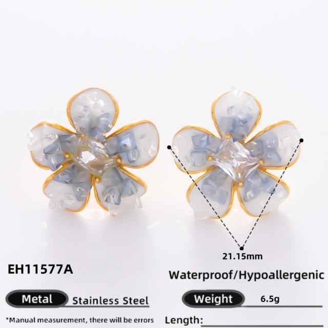 925 needle crystal flower butterfly gold plated copper earrings collection