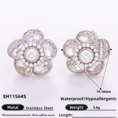 925 needle elegant diamond flower star gold plated copper earrings collection