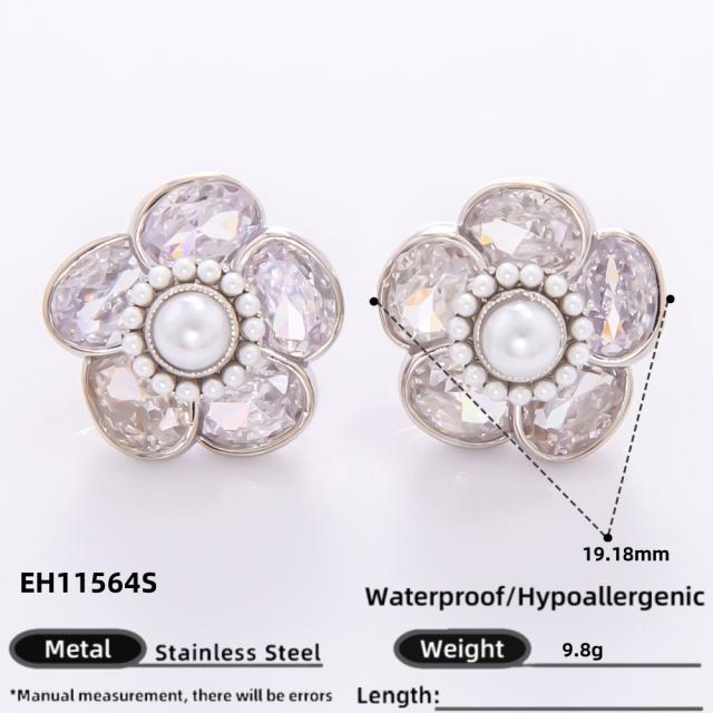 925 needle elegant diamond flower star gold plated copper earrings collection