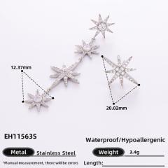 925 needle elegant diamond flower star gold plated copper earrings collection