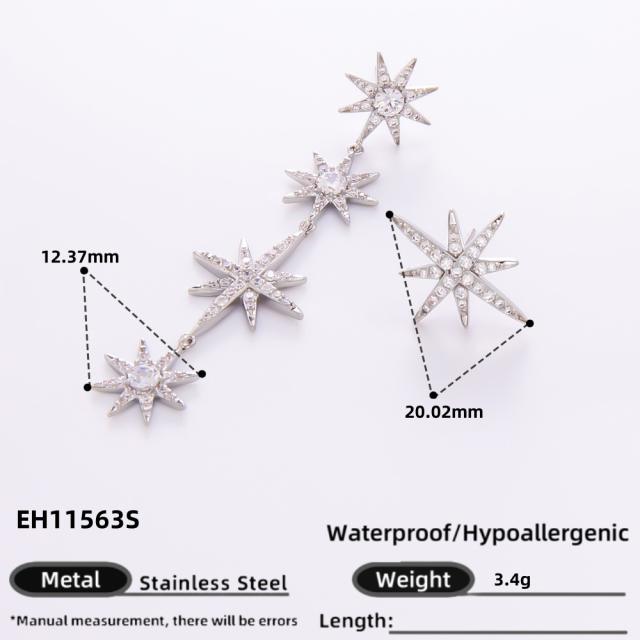 925 needle elegant diamond flower star gold plated copper earrings collection