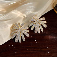 925 needle full diamond luxury firework big earrings