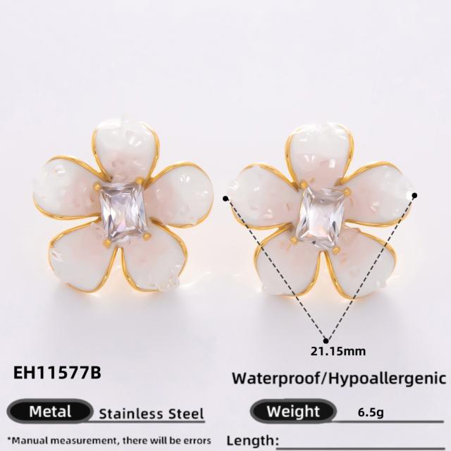 925 needle crystal flower butterfly gold plated copper earrings collection