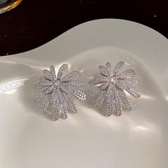 925 needle full diamond luxury firework big earrings