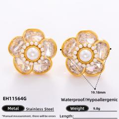 925 needle elegant diamond flower star gold plated copper earrings collection