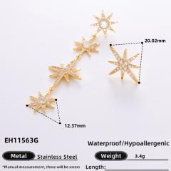 925 needle elegant diamond flower star gold plated copper earrings collection