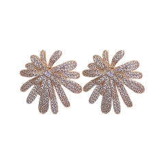 925 needle full diamond luxury firework big earrings