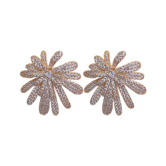 925 needle full diamond luxury firework big earrings