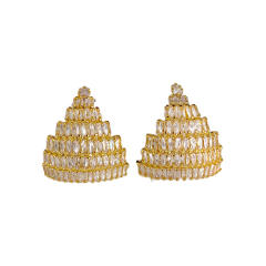 925 needle luxury diamond triangle tree shape earrings