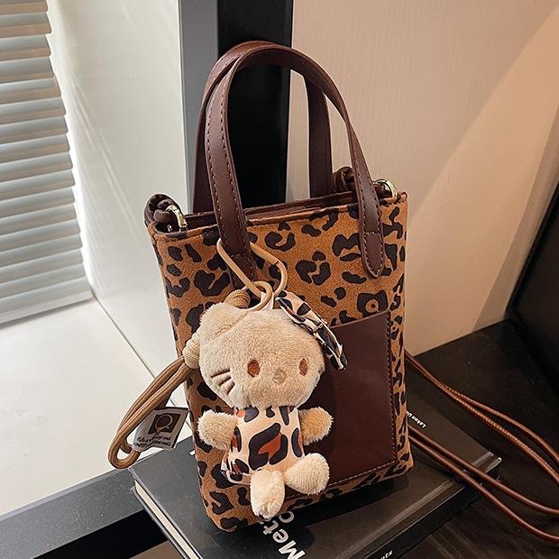 Autumn Winter Retro Leopard Print Mini bag Small Suede Mobile Phone Bag