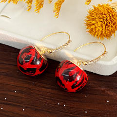 Autumn and Winter New Leopard Print Ball Diamond Earrings