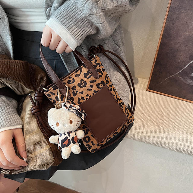 Autumn Winter Retro Leopard Print Mini bag Small Suede Mobile Phone Bag