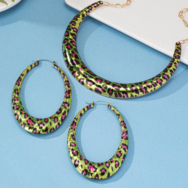 Fashion Trendy Green Leopard Print Exaggerated suit