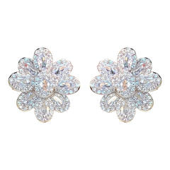 925 needle luxury diamond CZ flower studs earrings